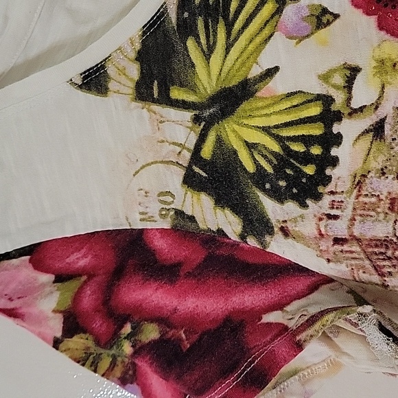 Onque Casual White Floral Women's Top - Picture 6 of 7